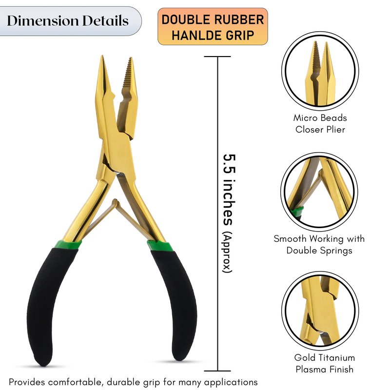 My Hair Tools Hair Extension Tools Kit – Micro Bead Closer & Remover Pliers, Pulling Loop, Needle Hook with Magnetic Case, Professional All-in-One Extension Tool Set
