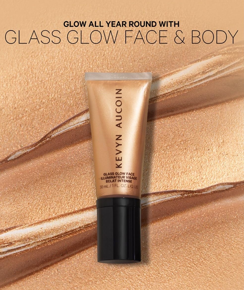 Kevyn Aucoin Glass Glow Face, Spectrum Bronze: Multi-purpose universal dewy highlighter for face and body. Creates glowing youthful-looking hydrated skin with a glassy complexion. Makeup artist go to