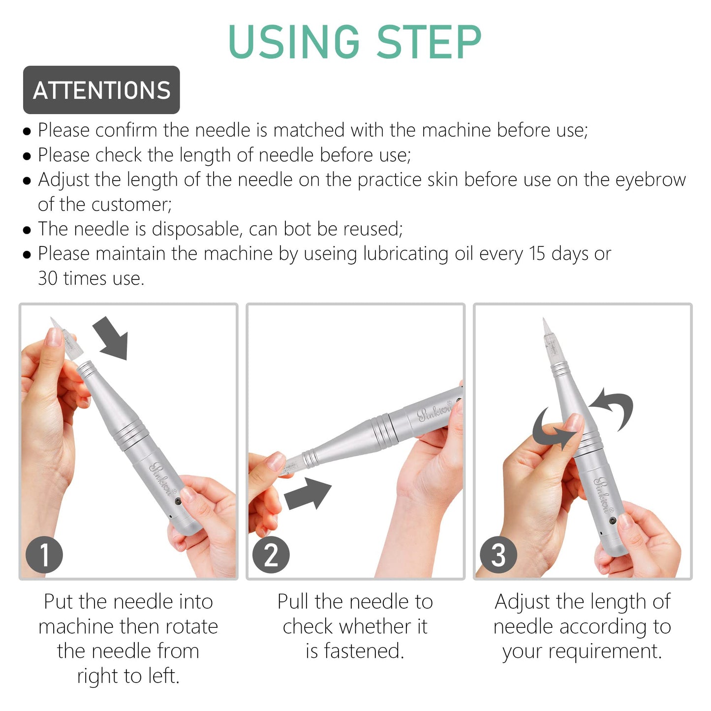 Pinkiou Permanent Makeup Machine MicroPigmentation Pen Hair Stroked Eyebrow Professional Microblading Pen Machine For EyeBrow Eyeline Lip Brow Lamination（Silver）