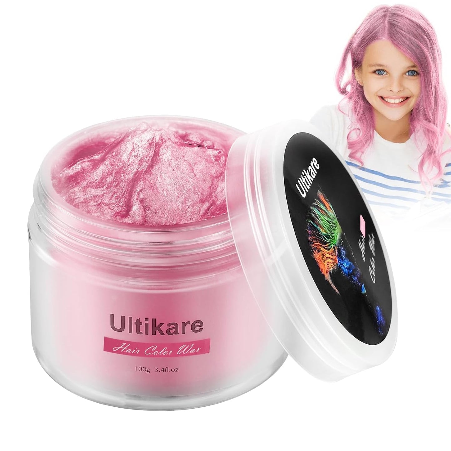 Temporary Hair Color for Kids, Ultikare Orange Hair Dye Washable Natural Hair Wax Color Chalk Mud Cream DIY Hairstyle Clay For Dark Hair Halloween, Cosplay, Party, Christmas Gift Girls 3.4 Fl Oz