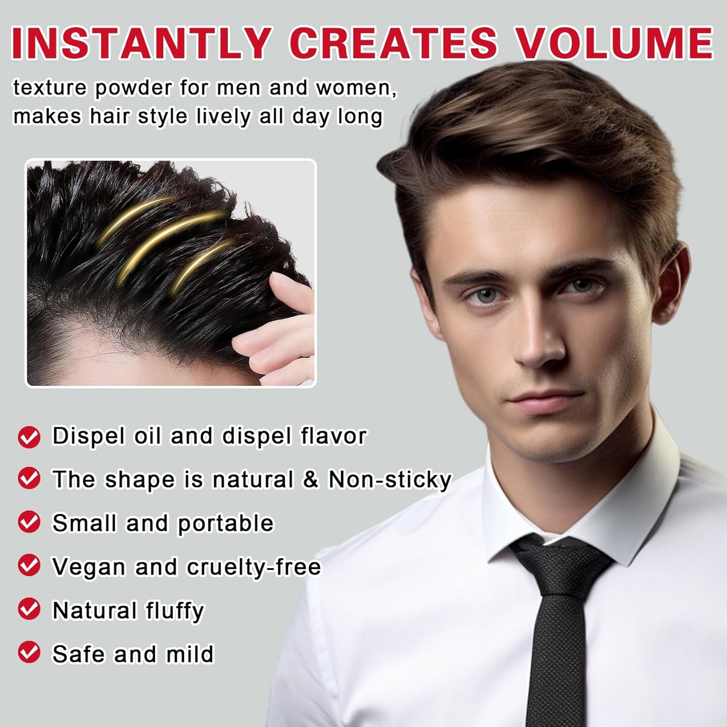 DAMUSI Hair Texture Styling Powder - Mattifying Volume Powder for Men & Women | Strong Hold, Easy Application, 0.52 Oz