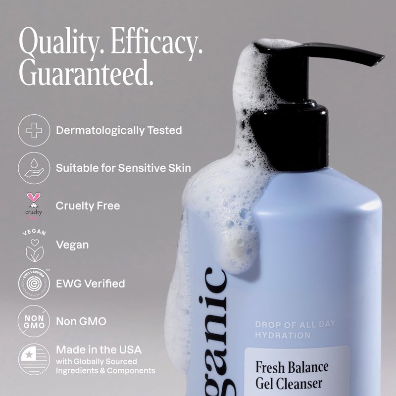 Cliganic Hydrating Gel Cleanser with Triple Botanical Complex® – Gentle Face Wash with Jojoba Rosehip Argan Oils Removes Makeup & Impurities Aloe Vera Glycerin for Balanced Glowing Skin 8oz 2 PACK