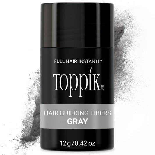 Toppik Hair Building Fibers, Gray, 12g Fill In Fine or Thinning Hair, Instantly Thicker, Fuller Looking, 9 Shades for Men & Women, Keratin Protein Formula