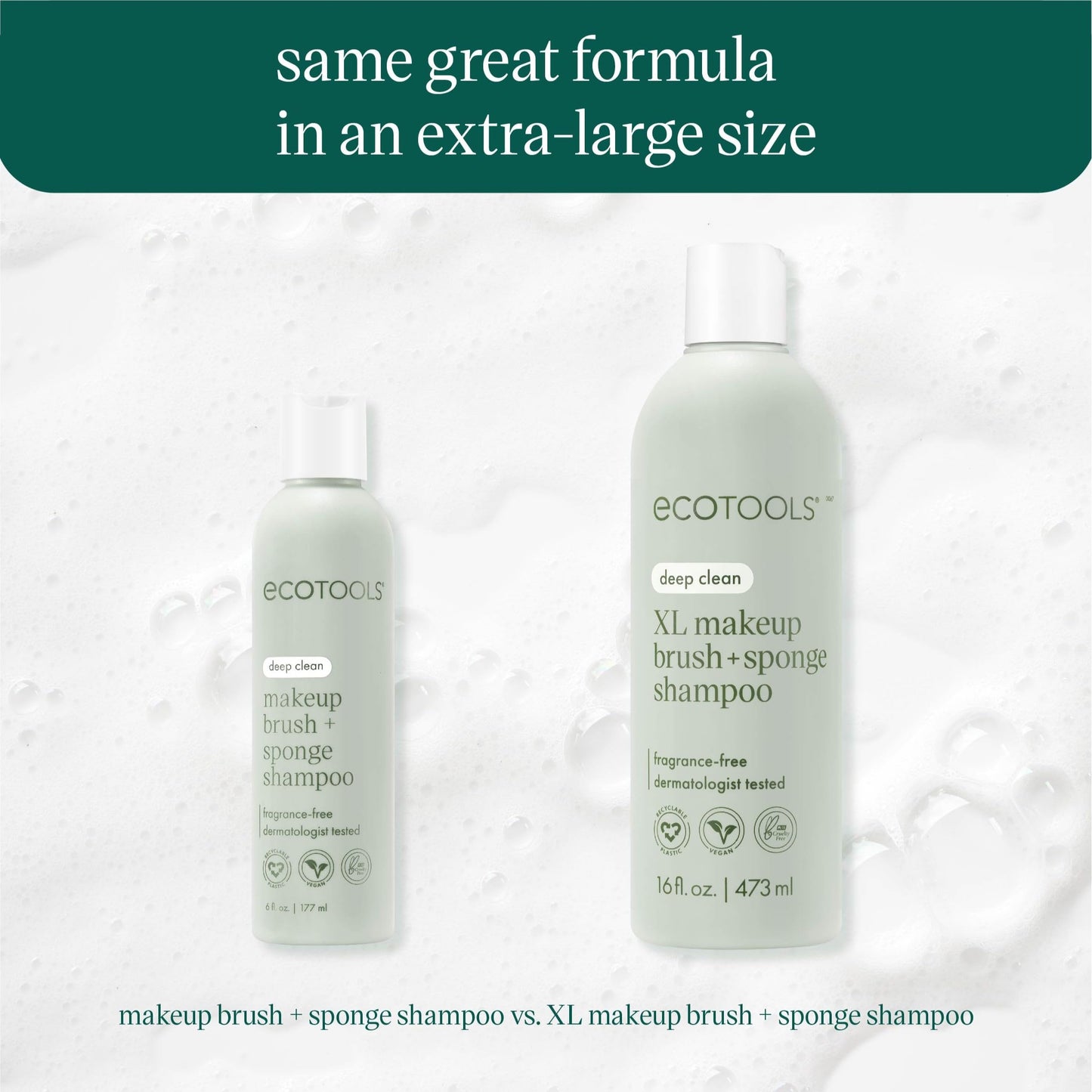 EcoTools XL Makeup Brush Cleanser, Sponge Shampoo, Fragrance-Free, 16 Fl Oz