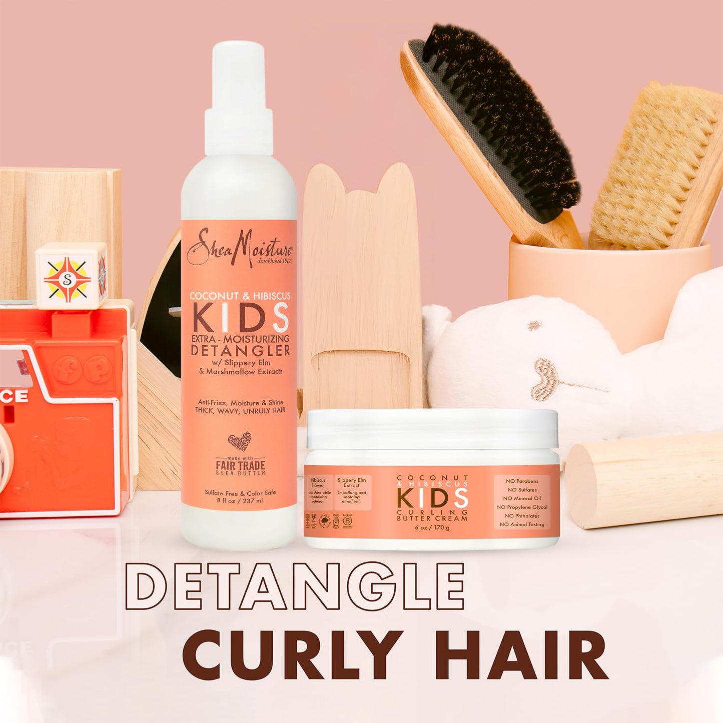 SheaMoisture Kids Detangler Spray + Curl Cream, Coconut & Hibiscus