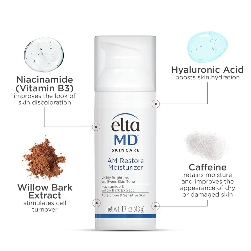 EltaMD AM Restore Face Moisturizer - Lightweight Cream with Niacinamide & Hyaluronic Acid | For All Skin Types