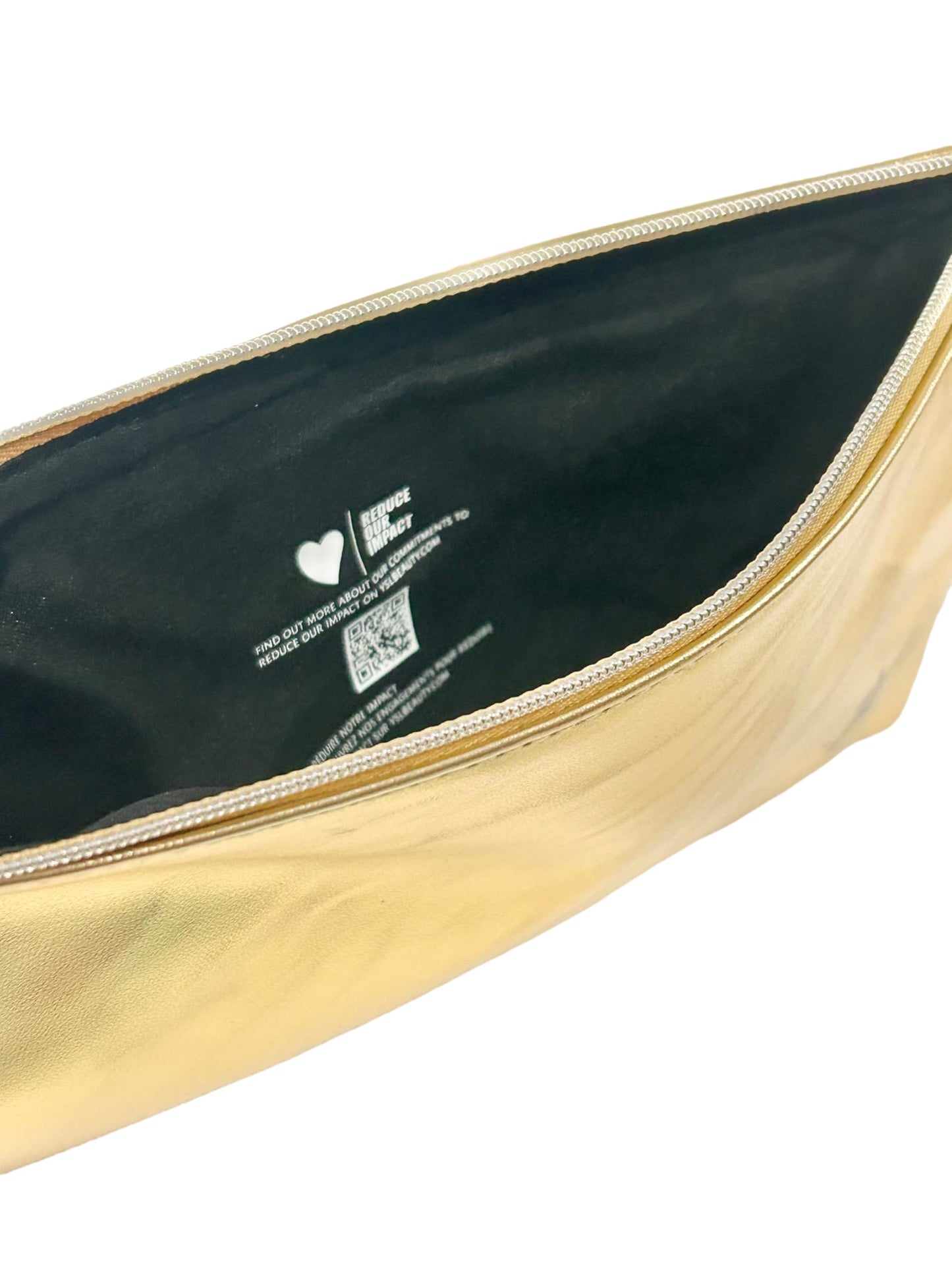 Yves Saint Laurent YSL Cosmetic GOLD FLAT Pouch Makeup Bag YSL Fragrance Bag (9.25L X 6H X 0.25W)- MINI/SMALL - (9393)