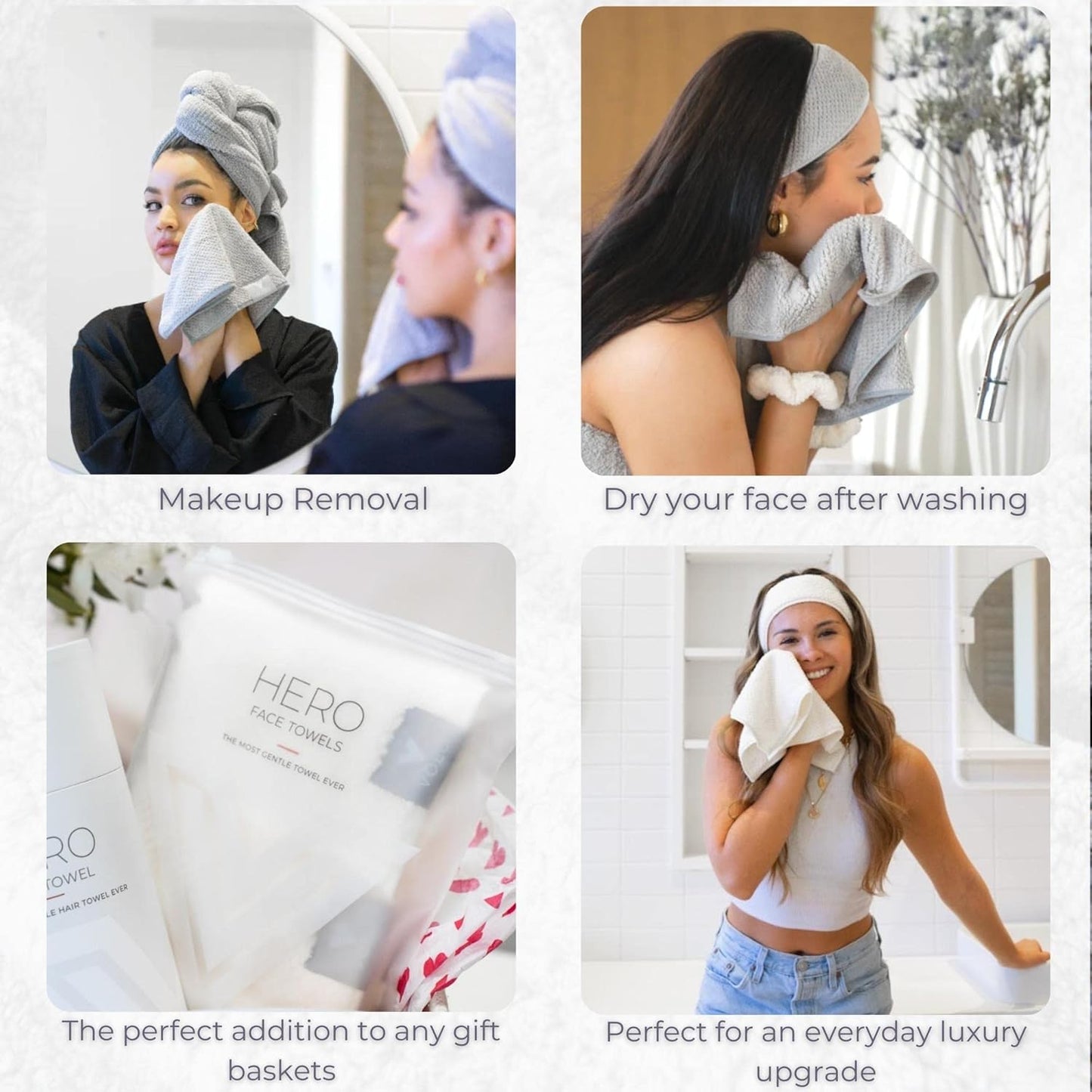 Hero Cloud Pink Face Towel - Reusable Microfiber Makeup Remover & Washcloths | Ultra Soft, Absorbent 3PK