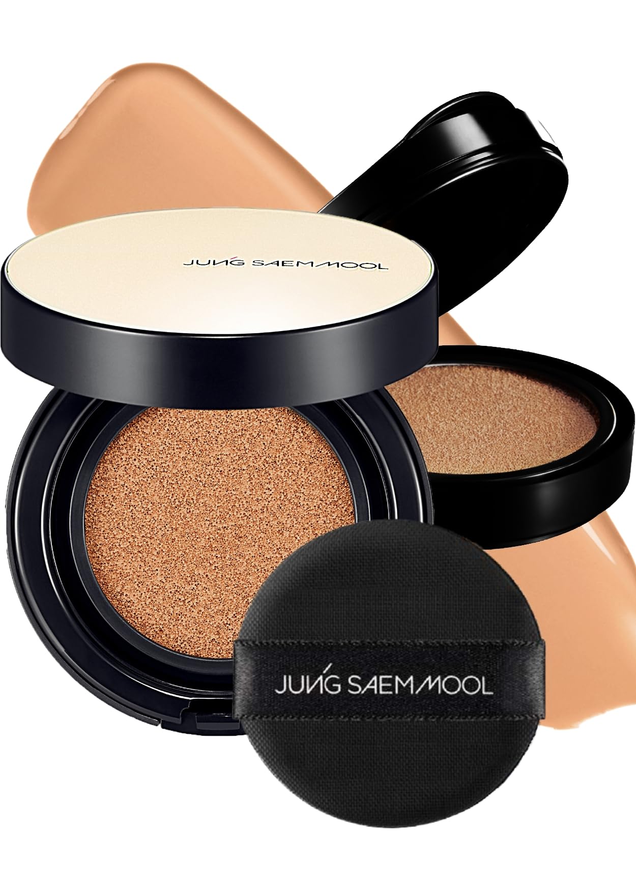 JUNG SAEM MOOL Essential Skin Nuder Longwear Cushion 0.98 Fl Oz, Refill Included, 24H Lasting Korean Cushion Foundation with High Coverage, Semi-Matte Natural Finish (SPF 50, 23 Medium Deep)