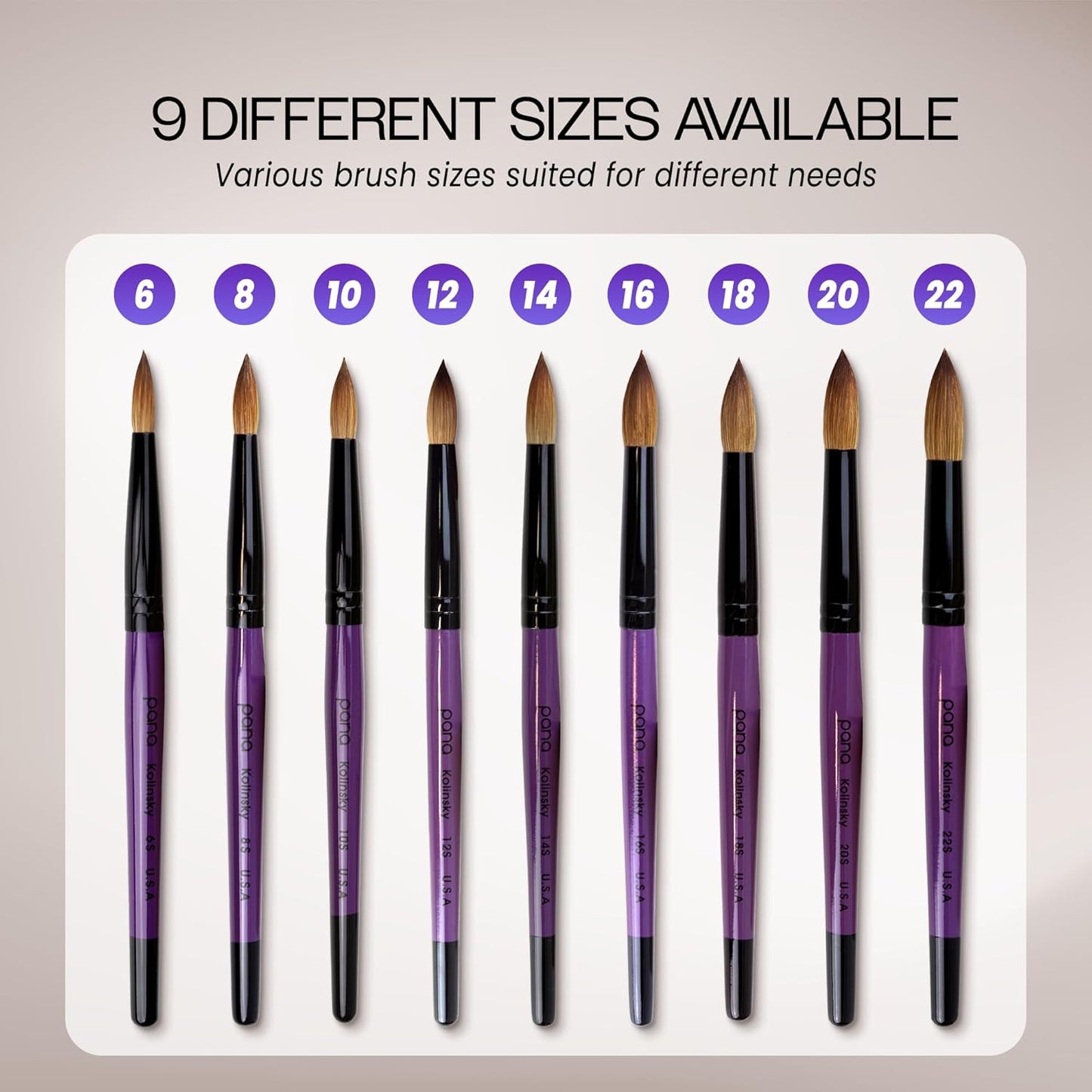 Kolinsky Acrylic Nail Brush - Professional Purple Wood Handle | Size 16, 100% Pure Hair