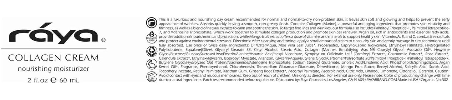 Raya Collagen Cream - Moisturizing Face Cream for Combination & Dry Skin | Reduces Fine Lines & Wrinkles