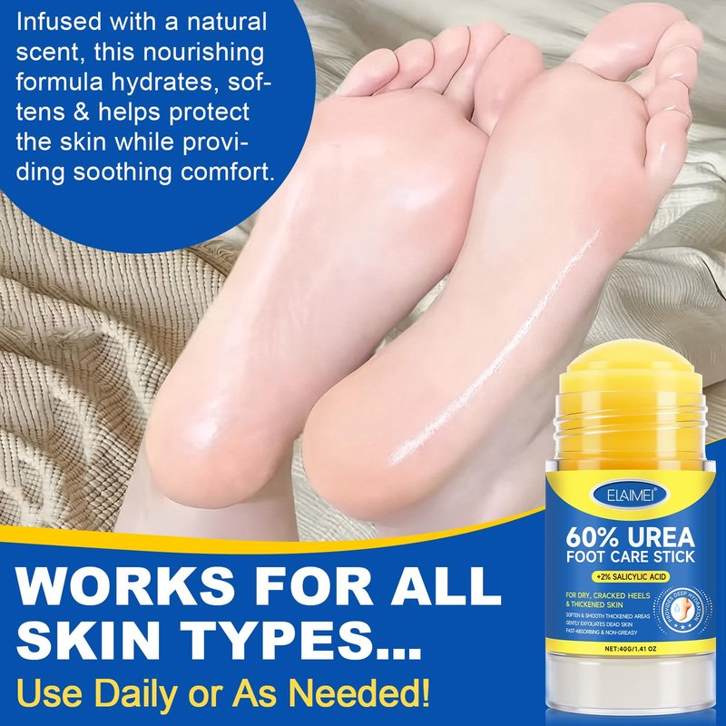 ConfidMiss Foot Care Stick with 60% Urea 2% Salicylic Acid Aloe Vera coconut tea tree oil, Foot Callus Dead Hard Skin Remover Moisturizer for Rough Dry Cracked Feet, Knees, Elbows, Hands Repair Stick