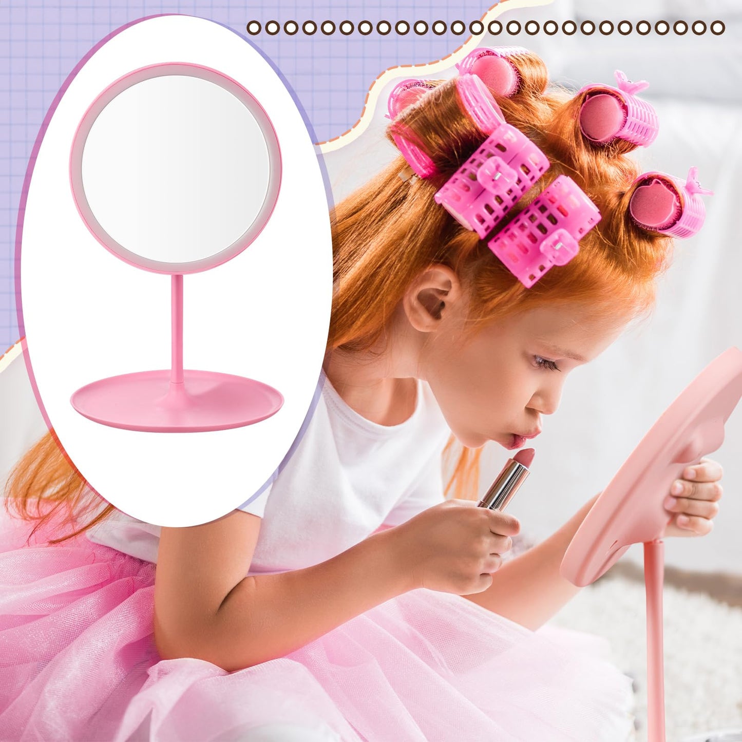 DoubleFill 6 Pcs Spa Party Mirrors Gifts Bulk Sleepover Party Favors,Pink