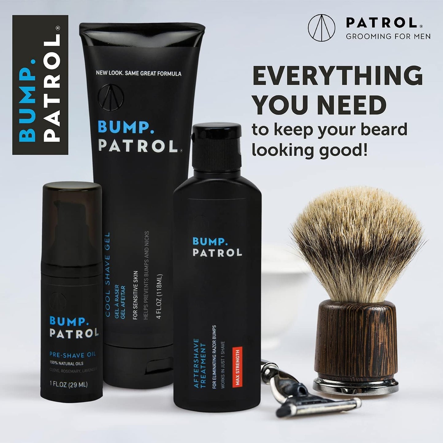 Bump Patrol Sensitive Strength Aftershave Treatment Serum – Razor Bump Stopper and Ingrown Hair Treatment for Men and Women, Alcohol Free Ingrown Hair Serum for Sensitive Skin 2 oz (Pack of 4)
