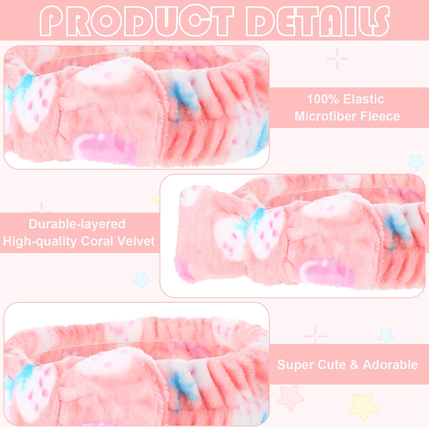 Yinder 40 Pack Bow Spa Headband Coral Fleece Makeup Headband Soft Face Wash Headbands Cosmetic Skin Care Headbands Facial Head Wraps Cute Bow Head Bands for Women Girls Shower Supplies(Various Style)