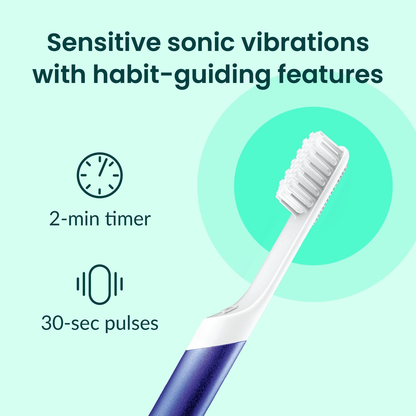 Quip Sonic Toothbrush for Adults with Timer - Includes Extra Brush Head and Travel Cover Mount - Electric, Soft Bristle Refill Head, Metal Handle, 3 Month Battery Life - Travel Toothbrush - Indigo