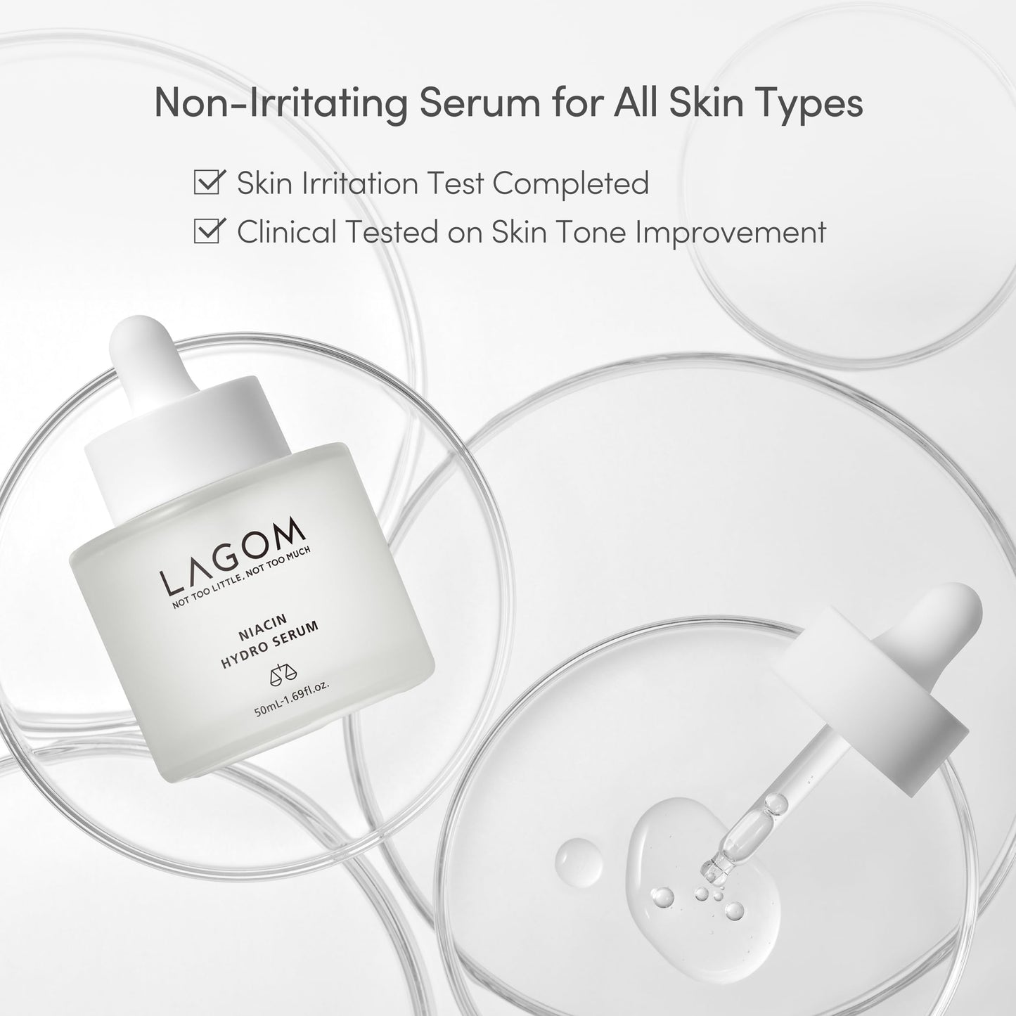 LAGOM Niacin Hydro Serum, 5% Niacinamide, Pore Care, Dull Skin, Intense Moisturizing & Brightening, Korean Skincare, Irritation-Tested, 1.69 Fl Oz