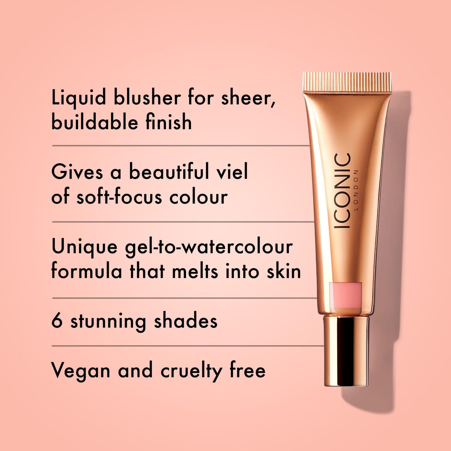 ICONIC LONDON Sheer Blush | Lightweight Liquid Cream Blush, Cruelty Free, Vegan Makeup, Rose Riot (Light Pink) 0.42 Fl oz