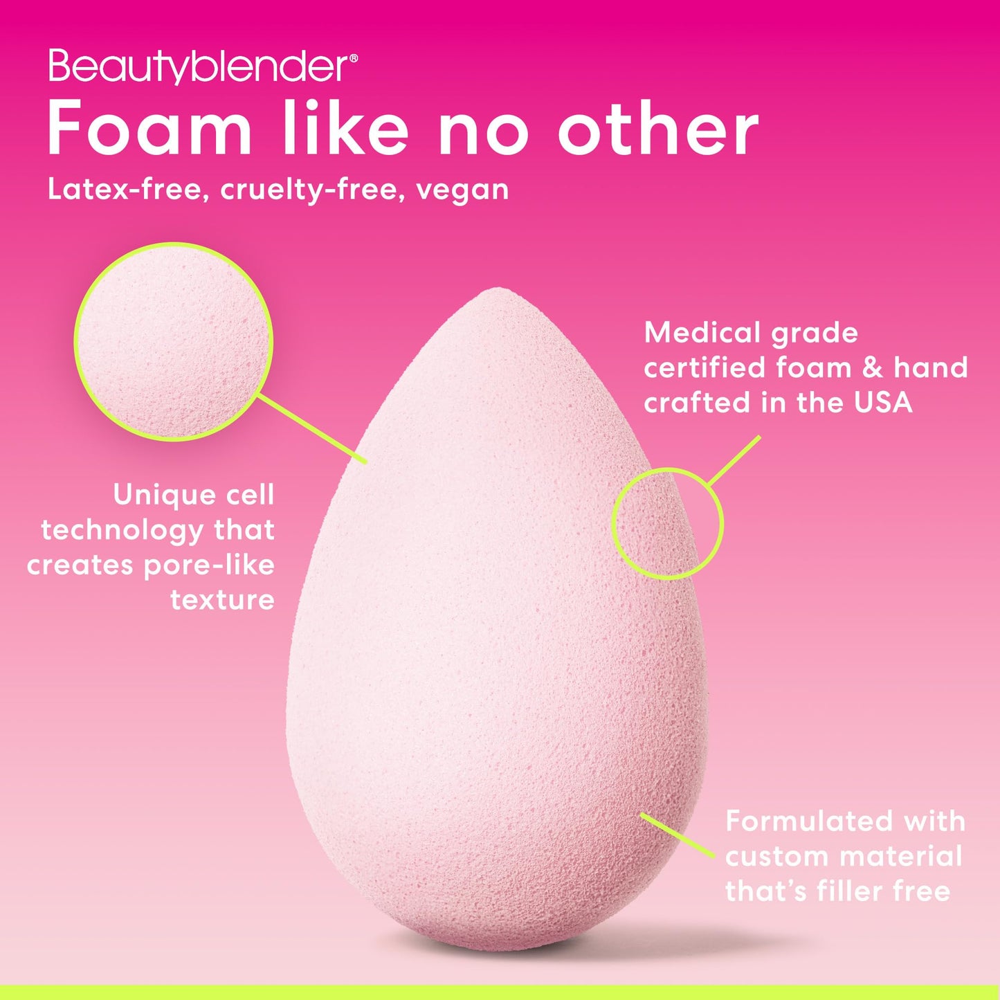 Beautyblender® Bubble Beauty Blender Makeup Sponge, Super-Soft Foam Easily Blends Foundations, Powders & Creams, Made in USA, Reusable, Washable, Streak Free Application