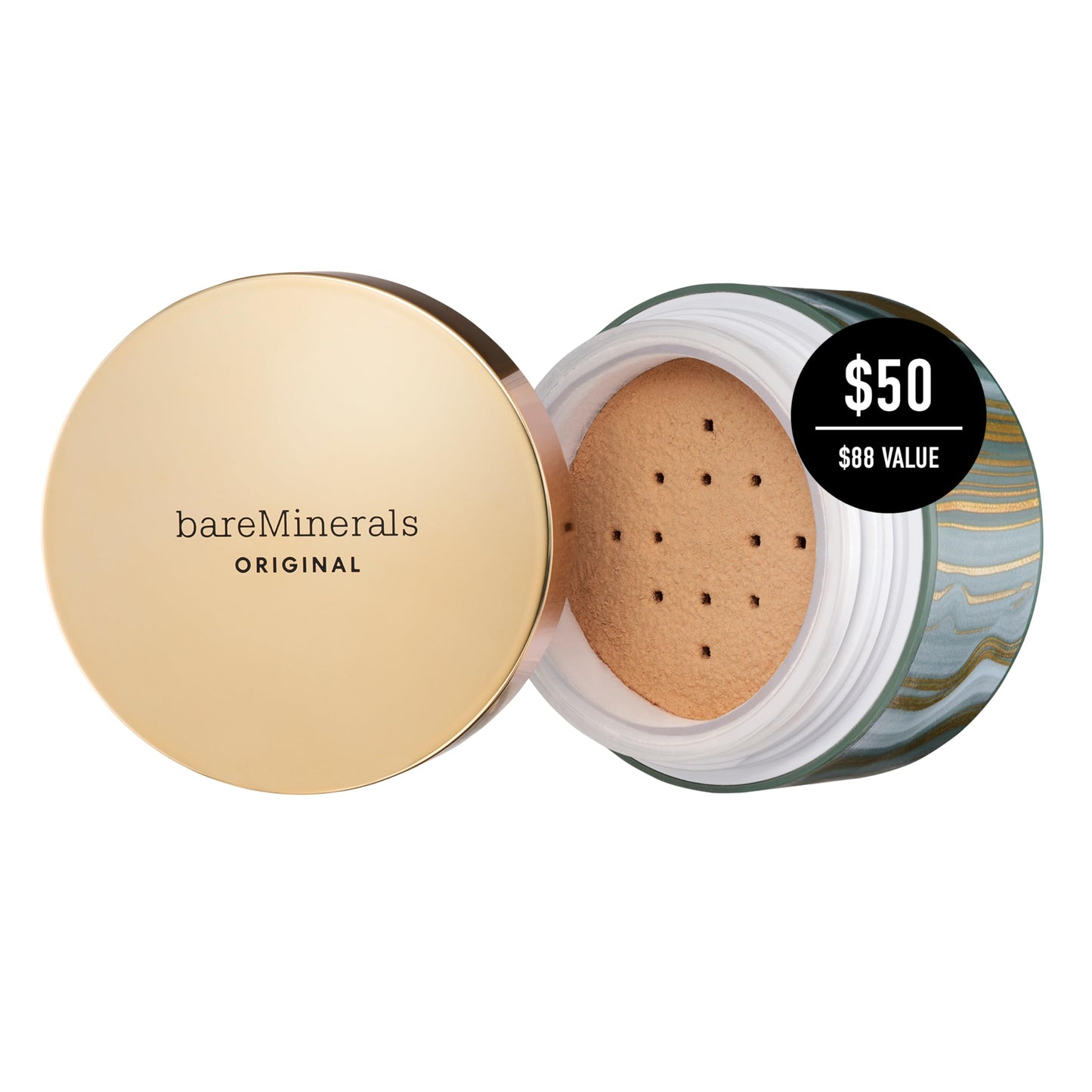 bareMinerals Deluxe Original Loose Mineral Foundation SPF 15 - Holiday Limited Edition Size $88 value – Golden Beige, Vegan, Cruelty-Free & Dermatologist-Tested