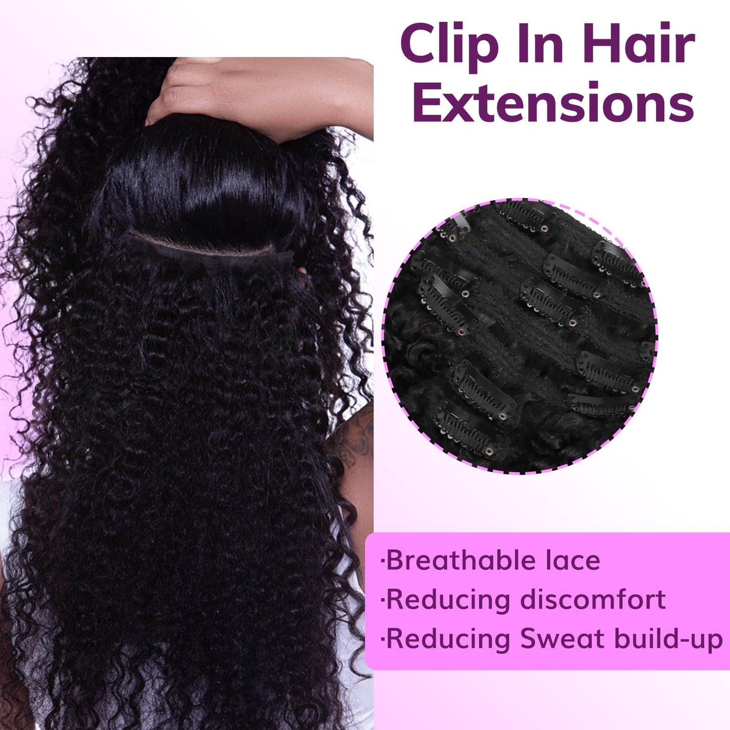 IDN BEAUTY Seamless Clip In Hair Extensions Human Hair, 20 Inch 40g 6Pcs Pink Straight Real Virgin Human Hair Seamless Clip Ins For Black Women PU Weft Invisible Edge