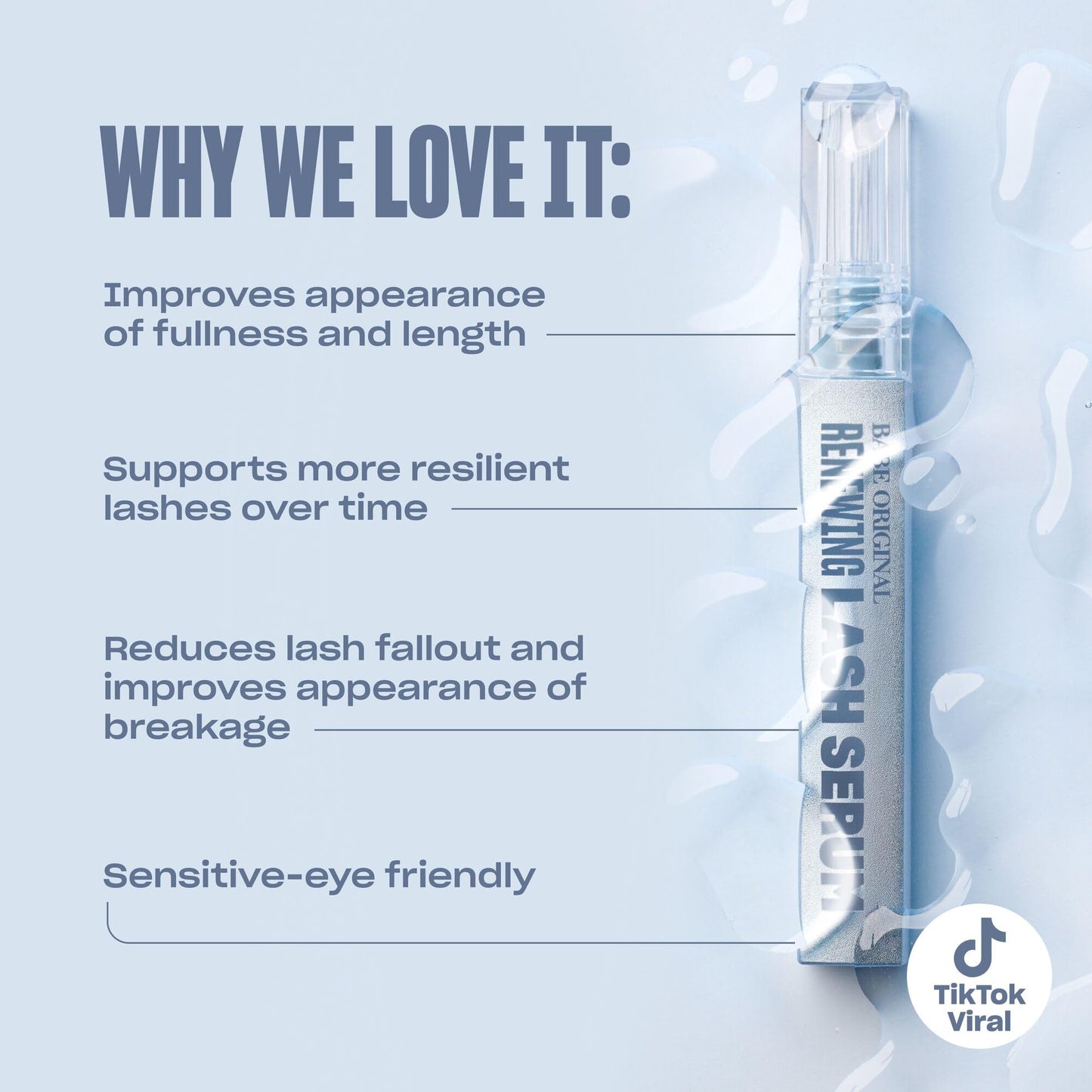 BABE ORIGINAL Renewing Lash Serum – Prostaglandin-Free, Peptide-Infused Gentle Lash Serum for Fuller, Longer-Looking Lashes, Lash Enhancing Treatment with Nourishing Botanicals, Vegan & Cruelty-Free