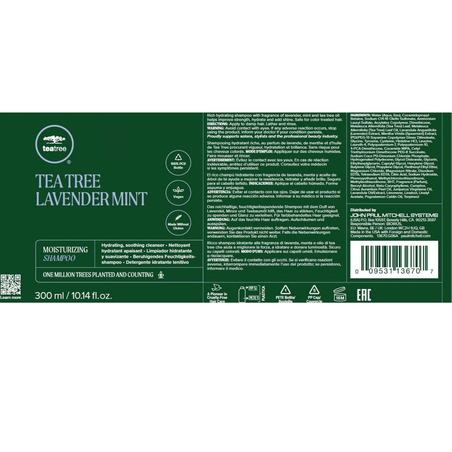 Tea Tree Lavender Mint Shampoo and Conditioner, Hydrates + Soothes, For Coarse + Dry Hair, Set
