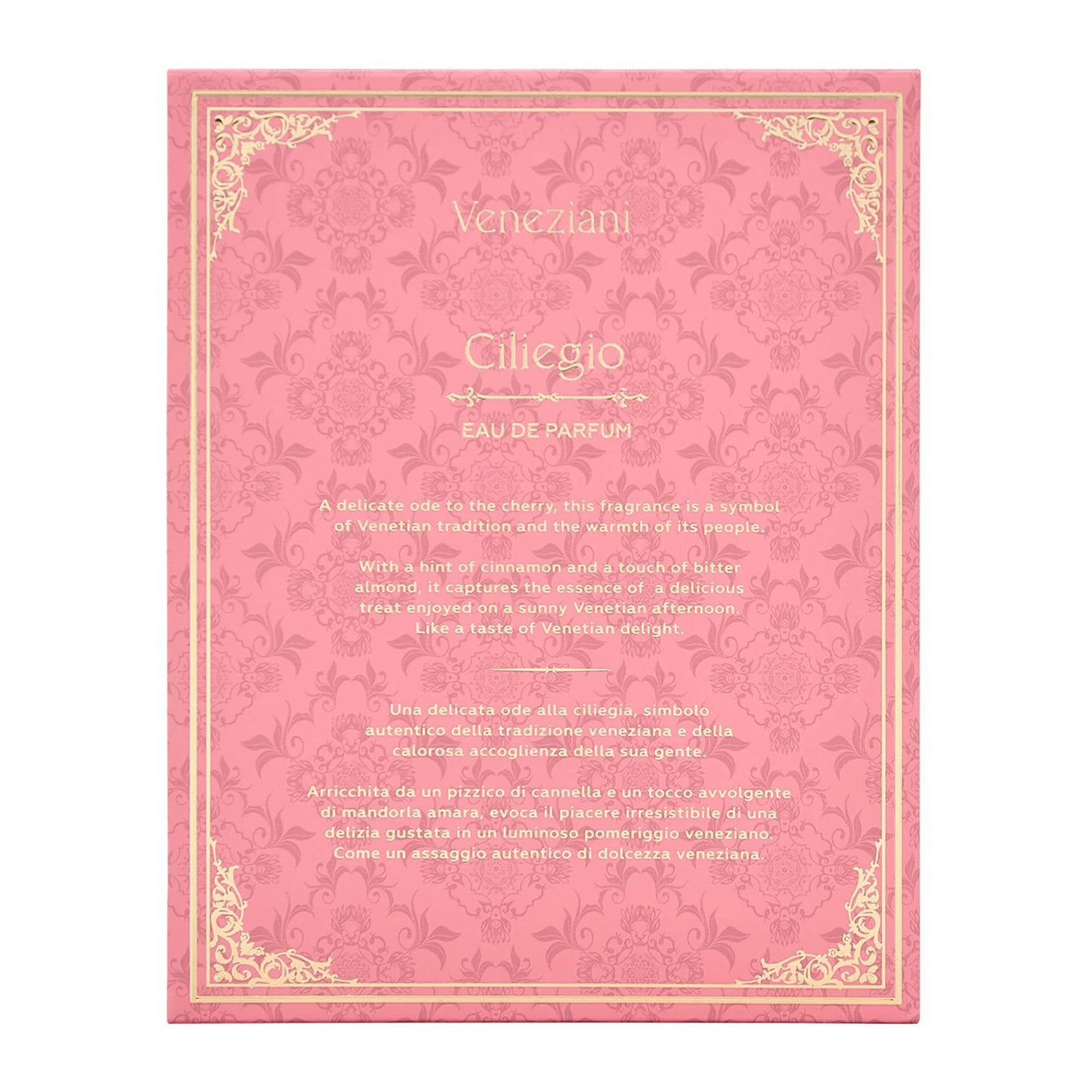 Veneziani Ciliegio - Italian Eau de Parfum - Long Lasting Perfumes for Women - Notes of Whiskey, Cinnamon, Vetiver and Vanilla Perfume - 2.5 oz