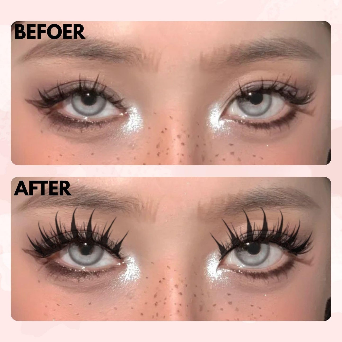 Anime Manga Style Cat Eye False Eyelashes 10 Pairs Wet Look C-Curl Spiky Makeup Lashes with Cotton Band for Cosplay, Daily Wear & Party