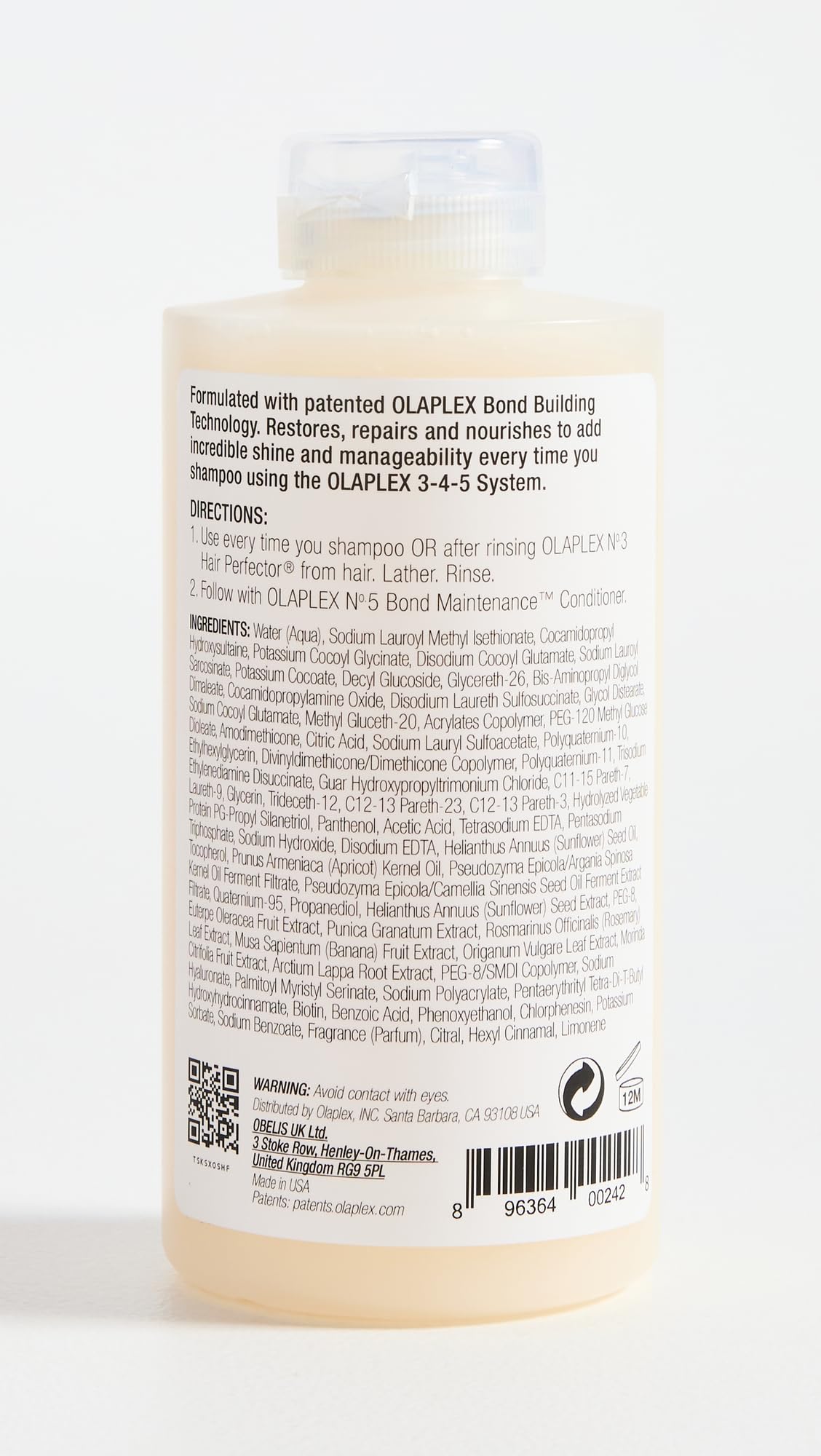 Olaplex No. 4 Bond Maintenance Shampoo, Repairs, Strengthens, & Nourishes All Hair Types, Adds Shine & Leaves Hair Feeling Soft, 8.5 fl oz