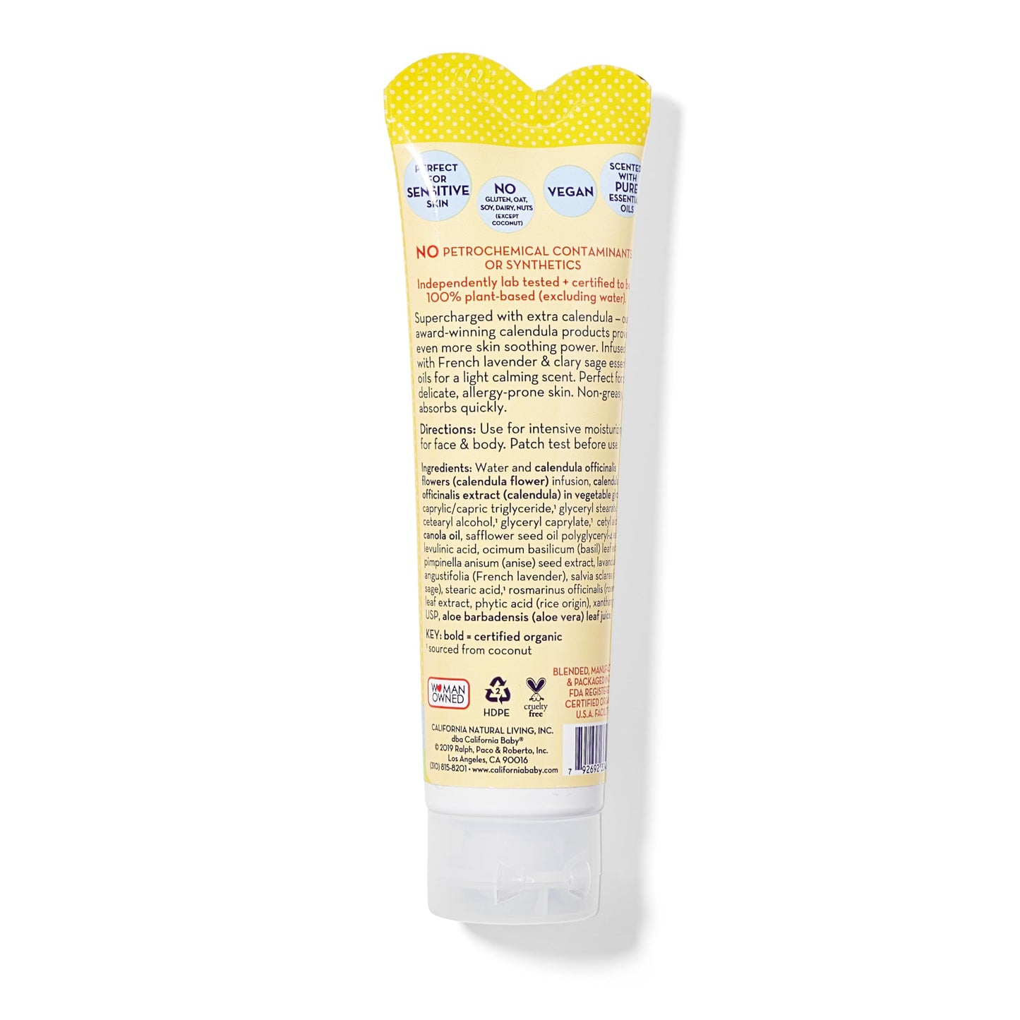 California Baby Calendula Cream | 100% Plant-Based Moisturizer | Lavender Baby Lotion | Face Moisturizer For Dry Skin | Hypoallergenic | 4 oz / 113g
