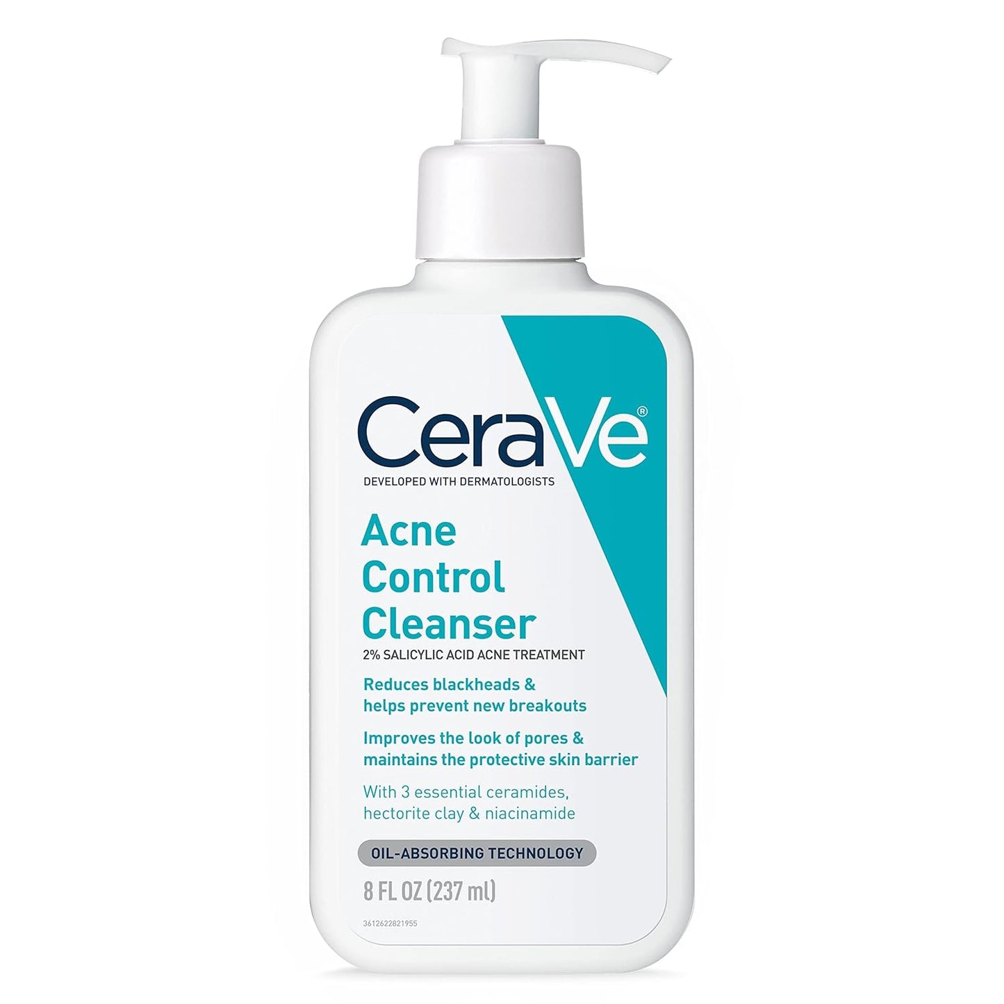 CeraVe Acne Treatment Face Wash - Salicylic Acid Cleanser with Clay & Niacinamide | 8 Ounce