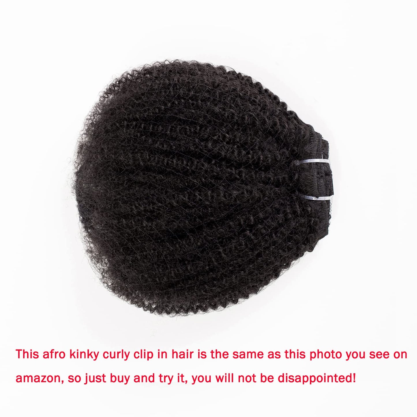 SAGA QUEEN Brazilian Human Hair Afro Kinky Curly Clip In Hair Extension 8pcs 120g/pck Brazilian Virgin Human Hair 4B 4C Afro Coily Clip In Hair Extension for Daily Use (12inch, natural black)