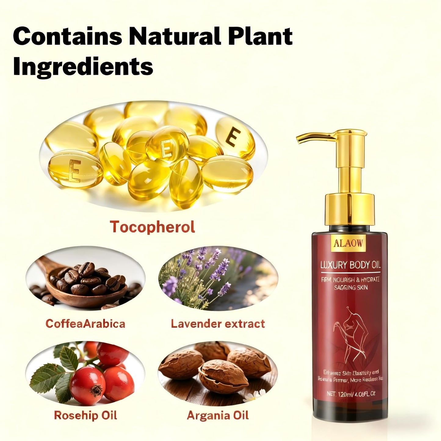 ALAOW Advanced Firming Body Oil, Powerful Skin Tightening Formula, Fast Improves Loose Skin, Deeply Moisturizing Body Care Oil (FN)
