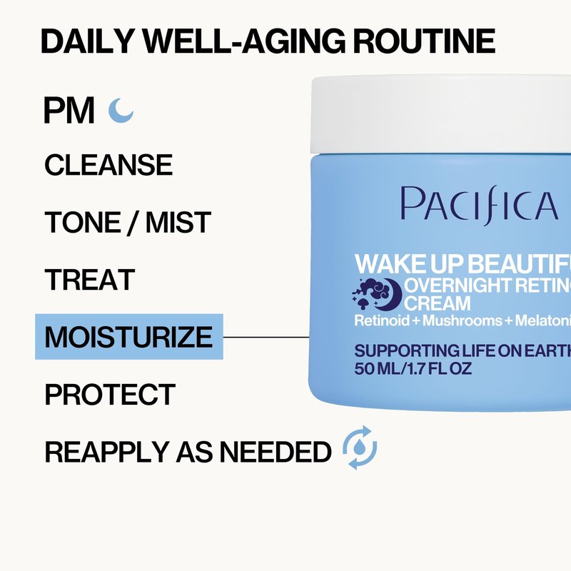 Pacifica Wake Up Beautiful Retinoid Night Cream – Overnight Anti-Aging Moisturizer with Hyaluronic Acid & Melatonin, Reduces Wrinkles & Fine Lines, Hydrating and Gentle for Dry or Mature Skin, Vegan