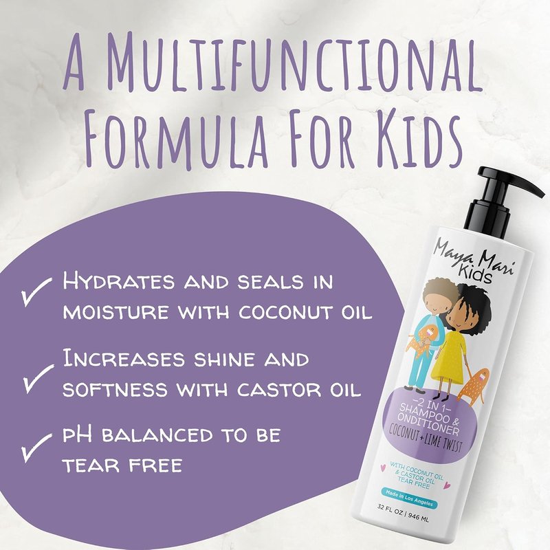 Maya Mari Kids 2-in-1 Shampoo & Conditioner Set | Tear-Free, Sulfate-Free Curl Cream for Curly Hair