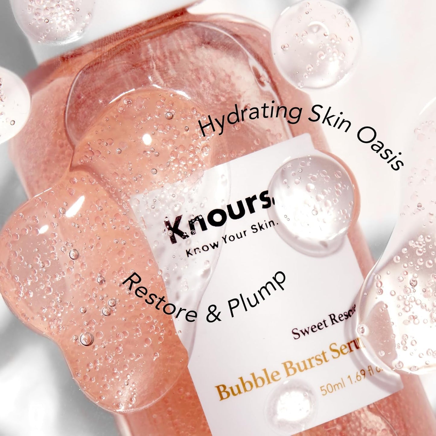 Knours. Balancing 5xHA + Gromwell Root Bubble Burst Serum, Rose Water Niacinamide Hydrating Improve Tone Korean Skincare Clean Beauty (50ml 1.69fl. oz.)