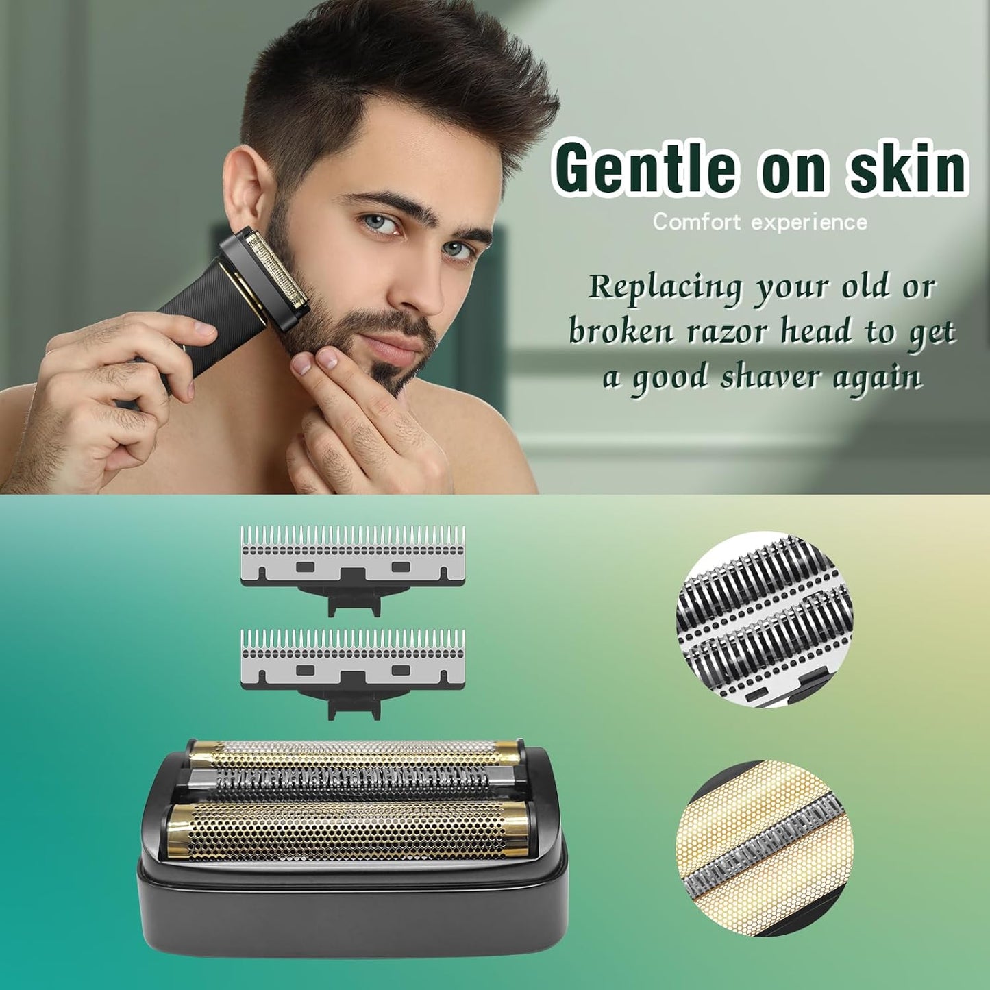 Shaver Replacement Foil & Inner Cutters - Compatible with Andis 17300 reSURGE Electric Shaver | 2 Pack, Black