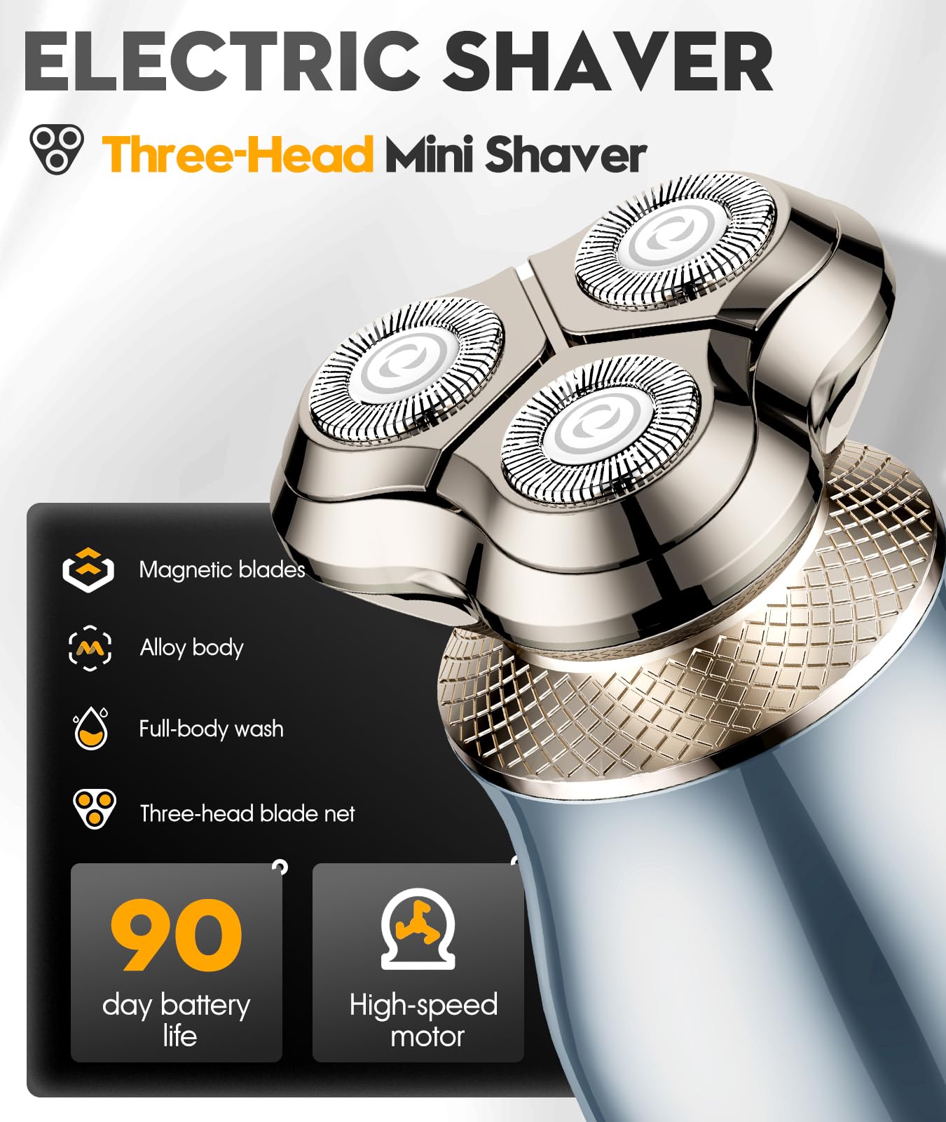 Irosiy Electric Razor for Men, 3D Floating Blade Shaver with 9000 RPM High Speed, IPX7 Waterproof, 60-Day Battery Life, Compact Portable Wet/Dry Electric Shaver