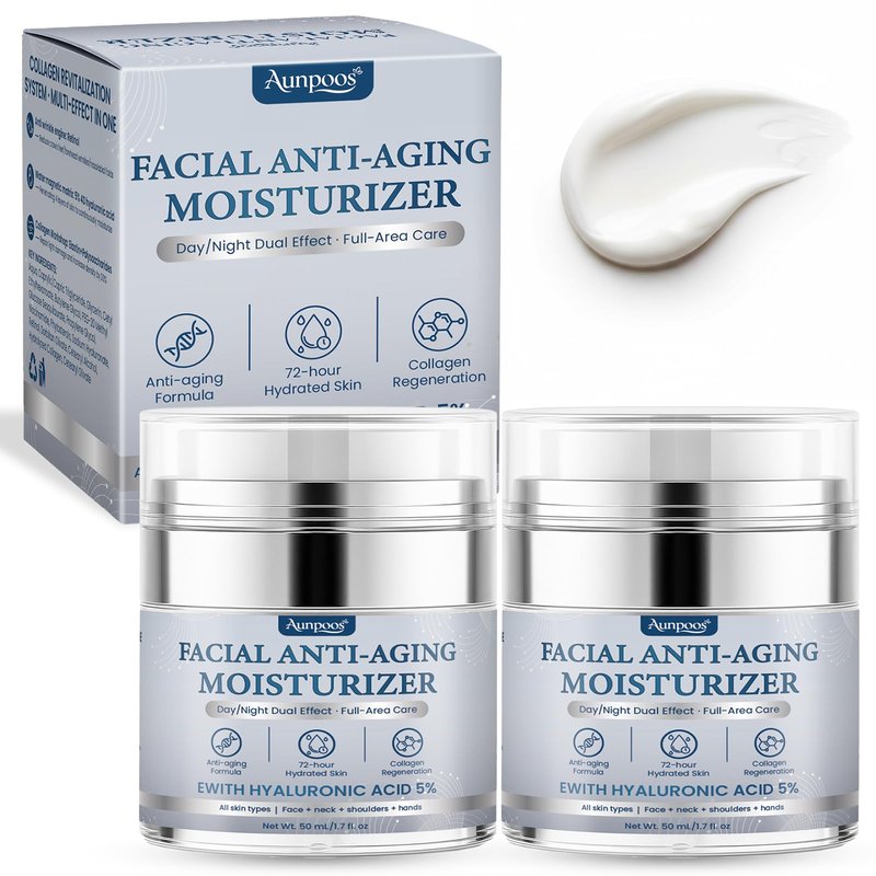 Retinol Collagen Anti-Aging Cream for Face Neck Tightening Moisturizing Skin Cream with Hyaluronic Acid Day Night Wrinkle Facial Moisturizer for All Skin Types 1.7 fl oz Each Set of 2