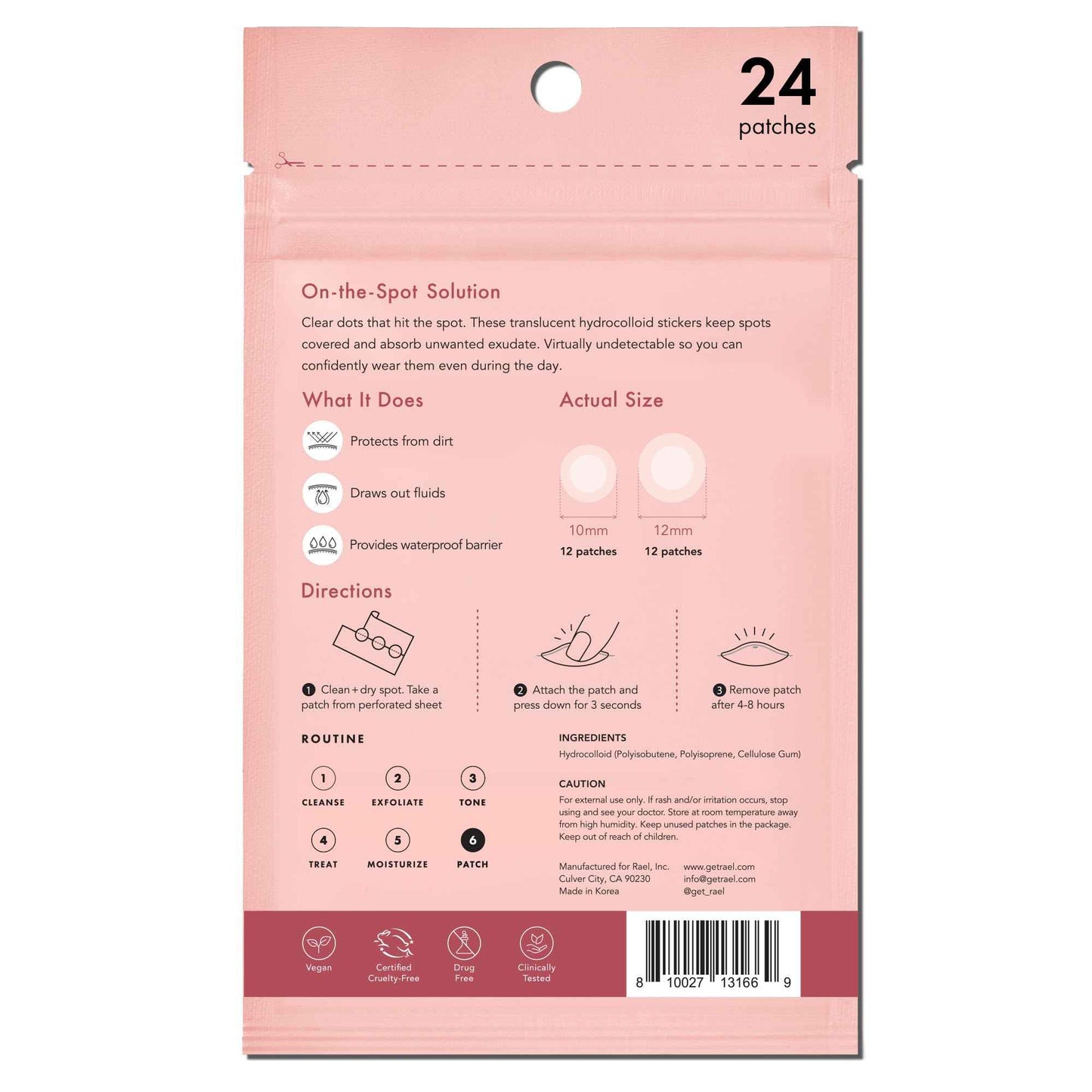 Rael Pimple Patches, Invisible & Microcrystal Spot Cover - Hydrocolloid Acne Pimple Patch for Face, Zit and Blemish, Breakouts, Korean Skin Care (33 Count)