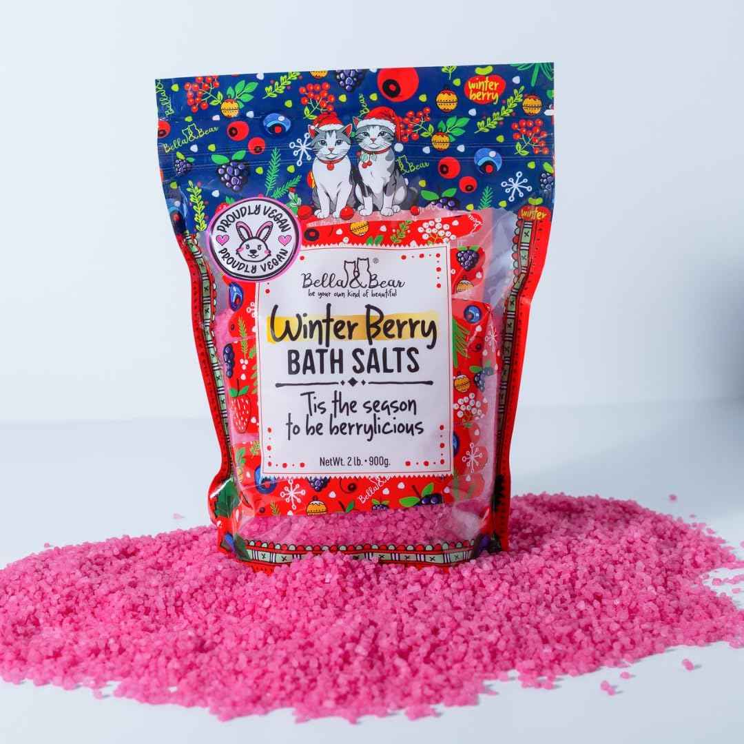 Bella & Bear Winter Berry Bath Salts, Cruelty Free Festive Christmas Packaging - Stocking Stuffer Gift