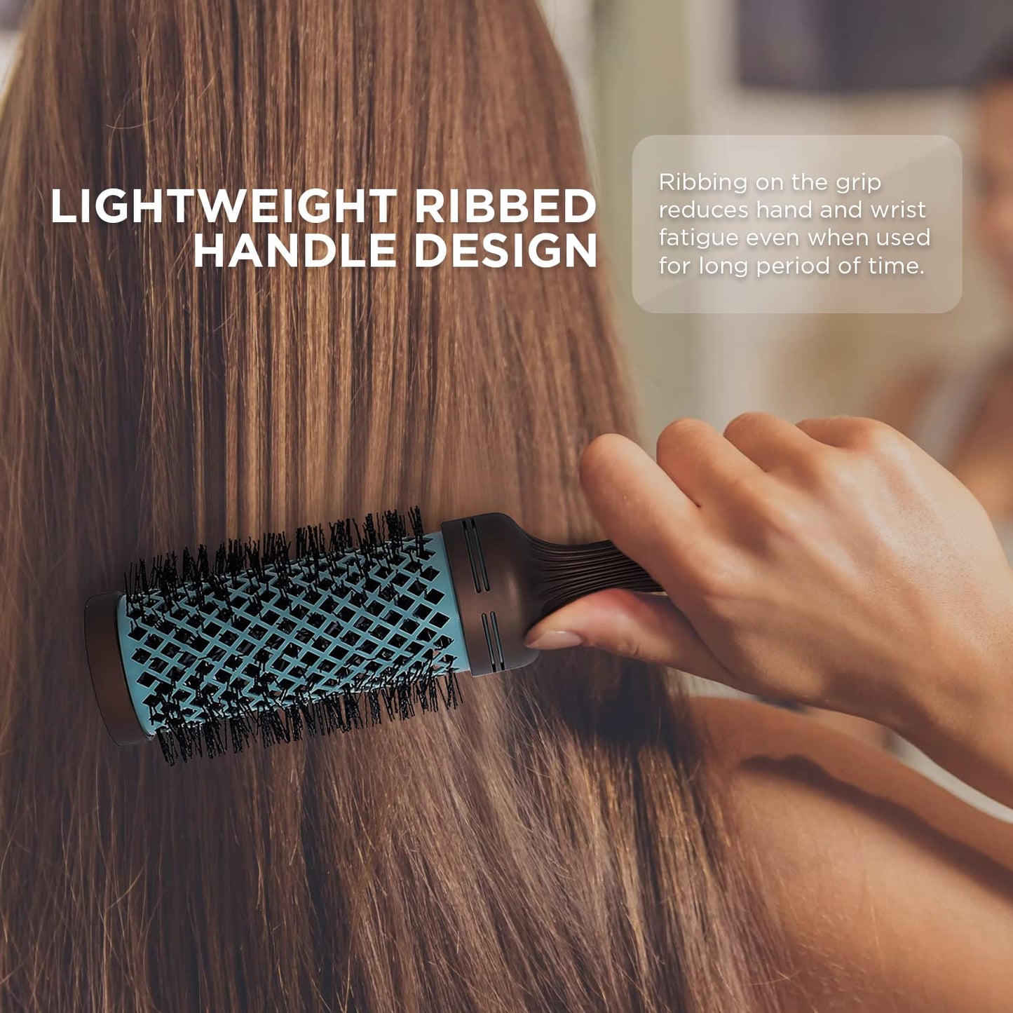 Spornette Ion Fusion Ceramic Round Brush for Blow Drying - Round Hair Brush for Blow Outs, Volume & Curling - Ion Bristles Help to Smooth Hair and Eliminate Frizz & Static (2.5 Inch)