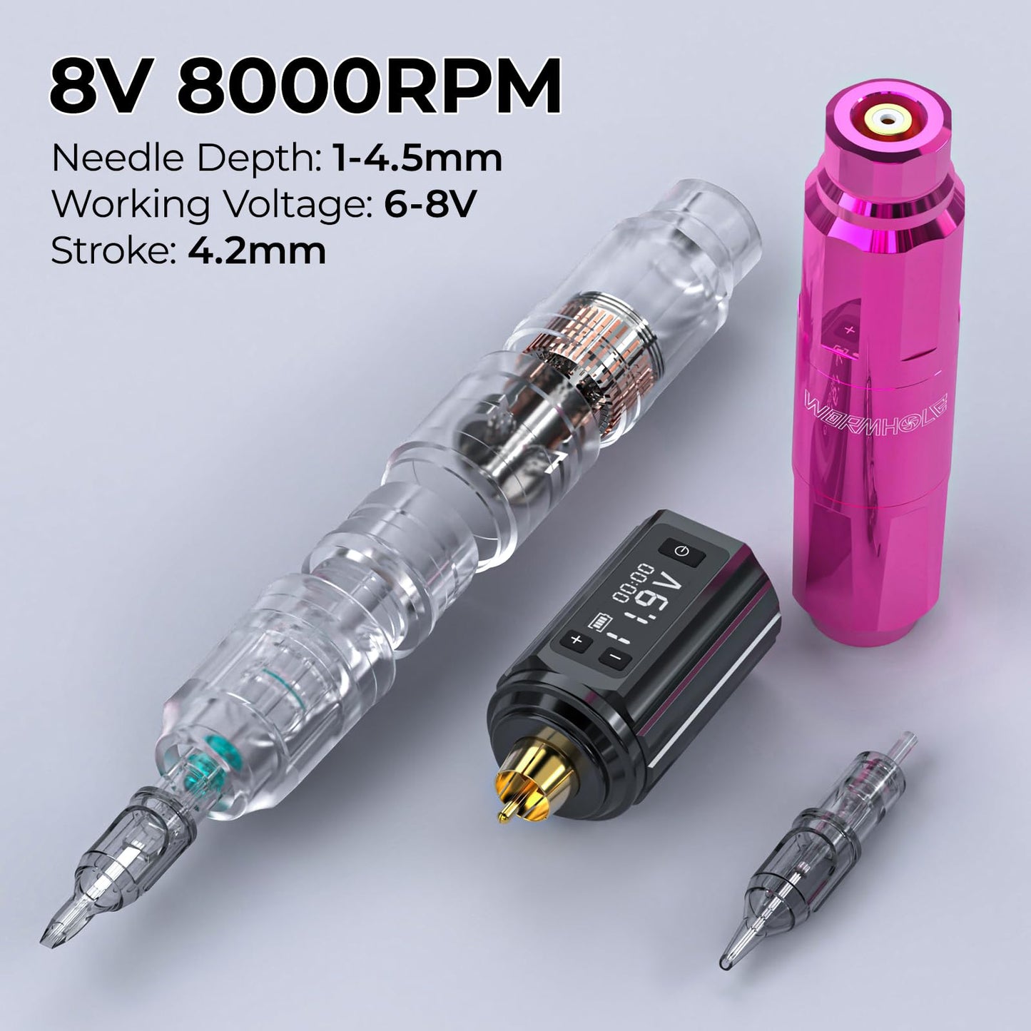 Wormhole Tattoo Machine Kit Wireless Tattoo Practice Machine Kit with 1,200mAh Capacity Batteries 20 Cartridge Needles 10 Tattoo Ink for Tattooists WTK412