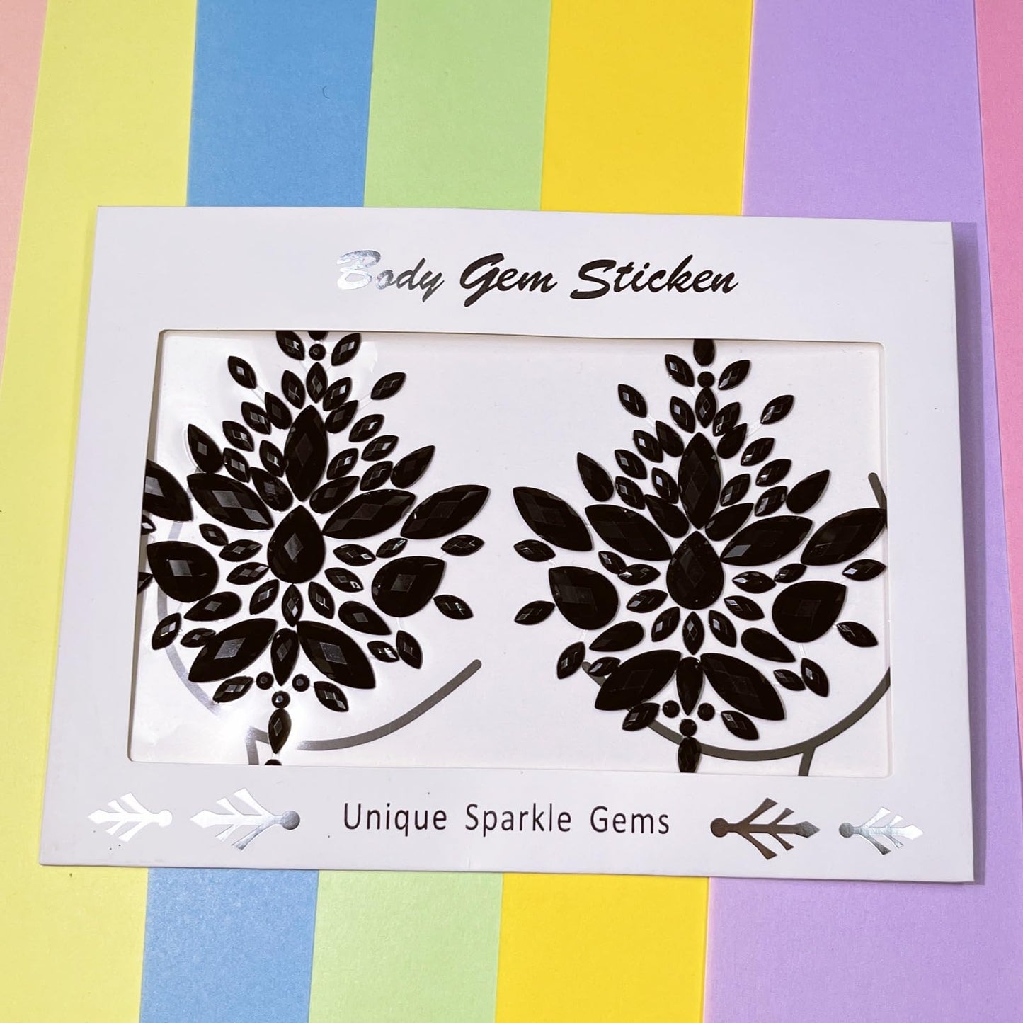 Topz Black Body Gems Sticker Halloween Makeup Collection Rhinestone Sticker Temporary Tattoo Nipple covers diamond pasties body jewels face gems for festival