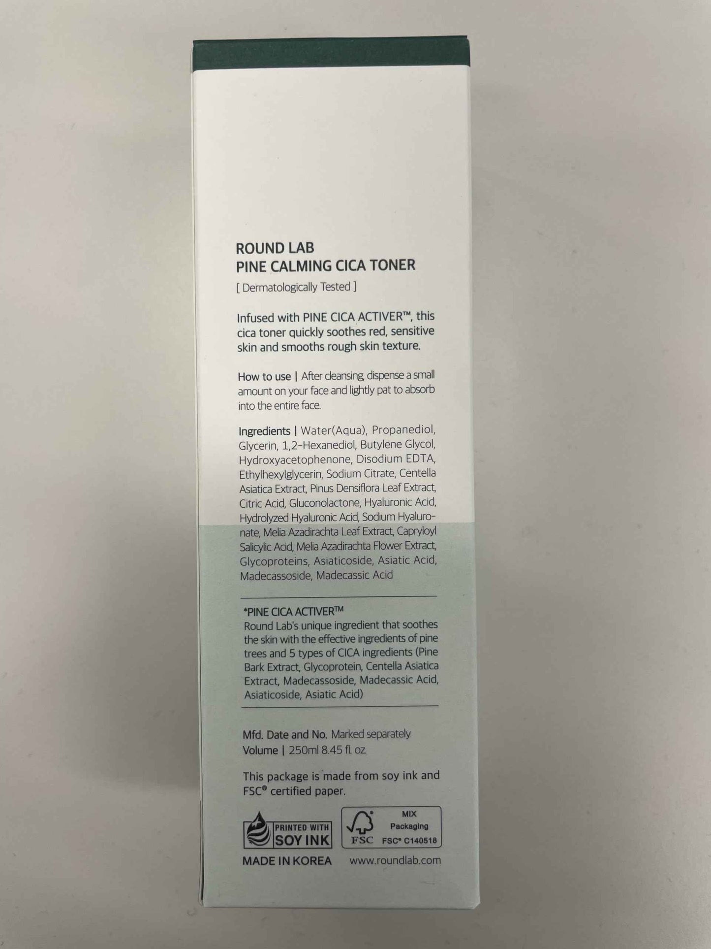 ROUND LAB Pine Calming CICA Toner 8.45 Fl Oz, Low-Acidic Hydrating Toner for Face with Pine CICA, BHA + LHA, and Hyaluronic Acid for Soothing, Exfoliating, and Restoring Skin Balance, Korean Skincare