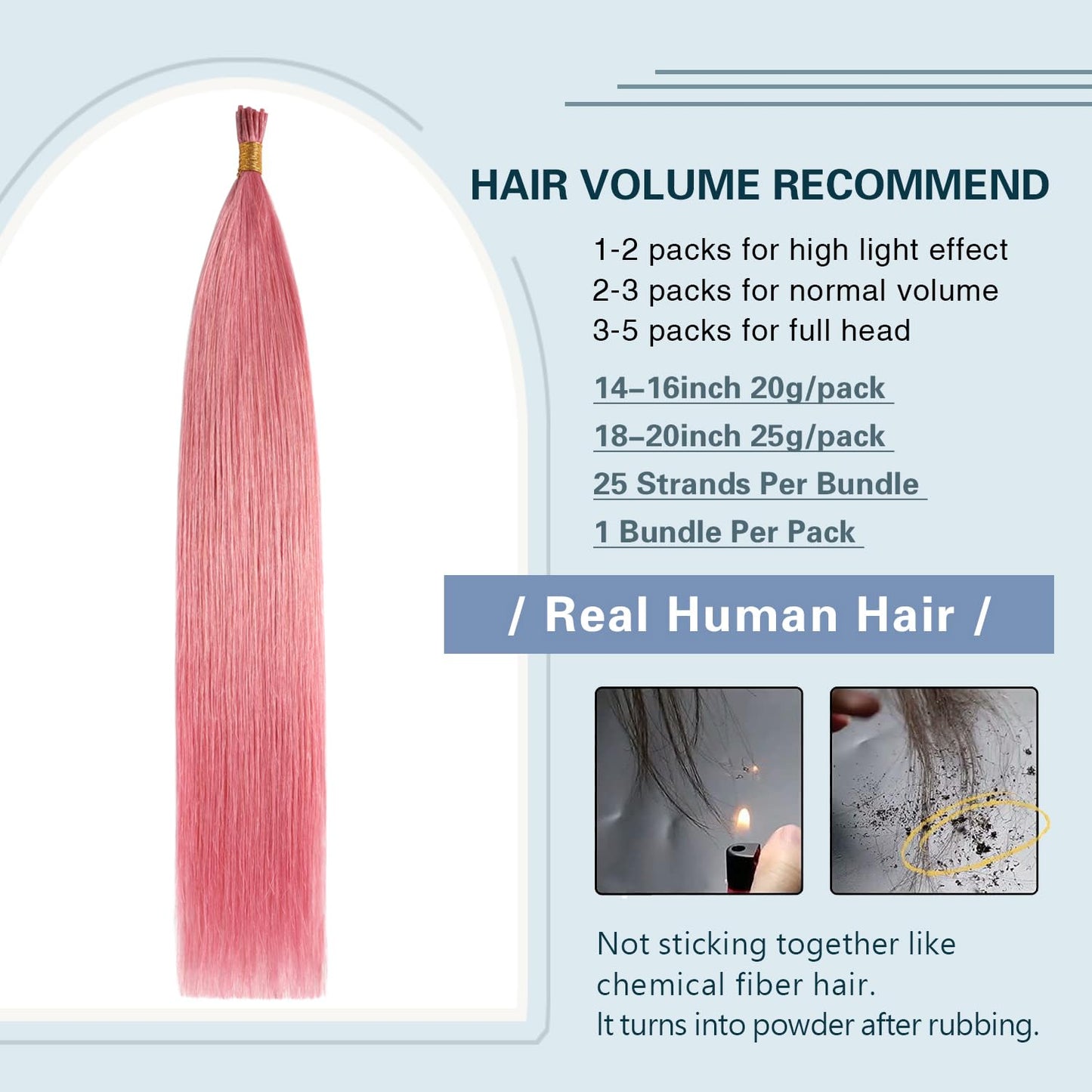 Sunya I Tip Hair Extensions Human Hair Hot Pink 20 Inch Pink I Tip Hair Extensions 25g 25 Strands/Pack