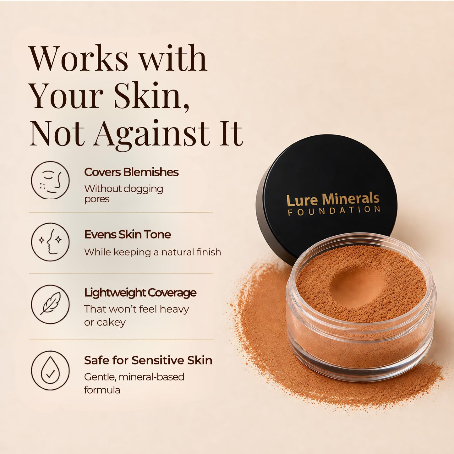 Lure Minerals Bronze warmth All over Face Bronzer (Compare to Bare Minerals) (Warmth) Large 1.oz Jar