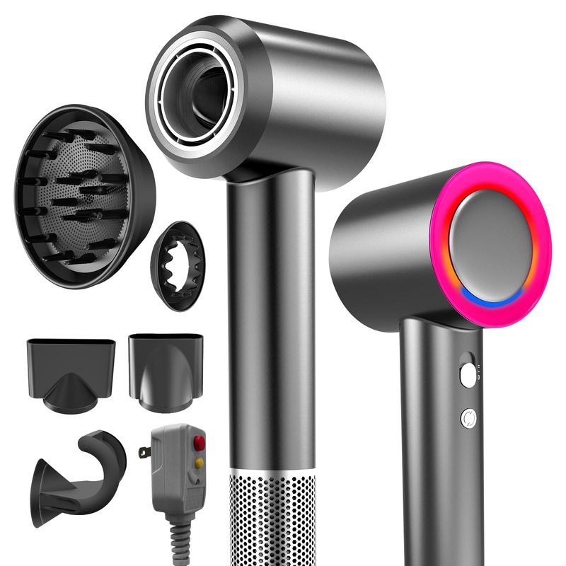 Hair Dryer, Blow Dryer with Diffuser,1800W High Speed Drying Low Noise Hair Ionic Hairdryer for Home Salon Travel