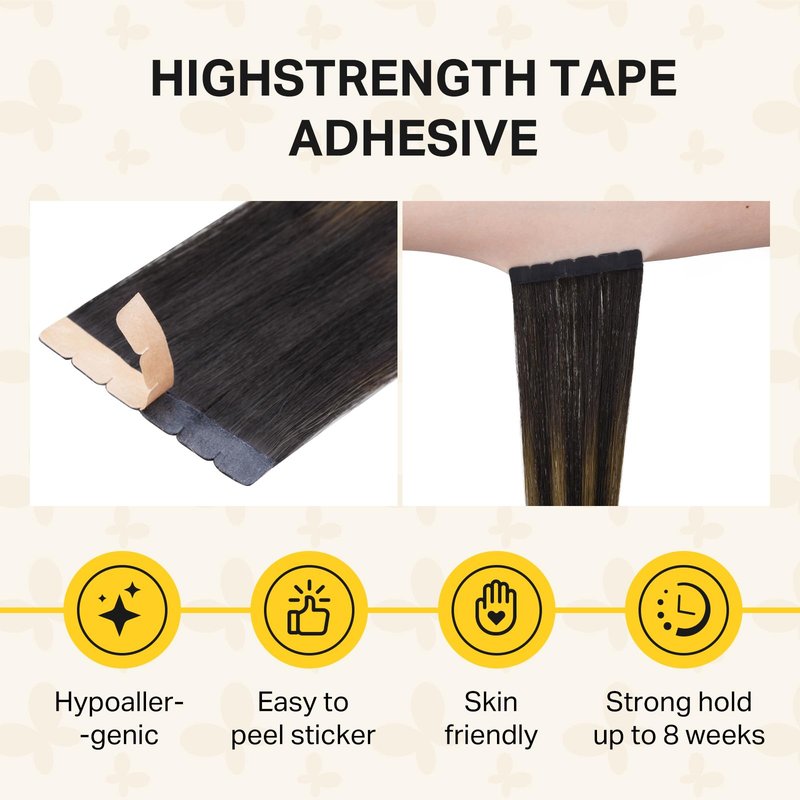 DOORES Tape in Hair Extensions, 10pcs 35g 18 Inch Balayage Dark Brown to Chestnut Brown Mini Tape Weft Extensions Invisible Remy Real Human Hair DIY Seamless Flexible Wear Silky Straight